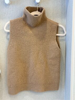 Wilfred Camel Ribbed Sleeveless Turtleneck Sweater Vest
